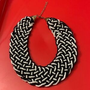 Elegant Black and White Beaded Necklace